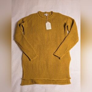 Pink Rose Mustard Yellow Crew Neck Sweater